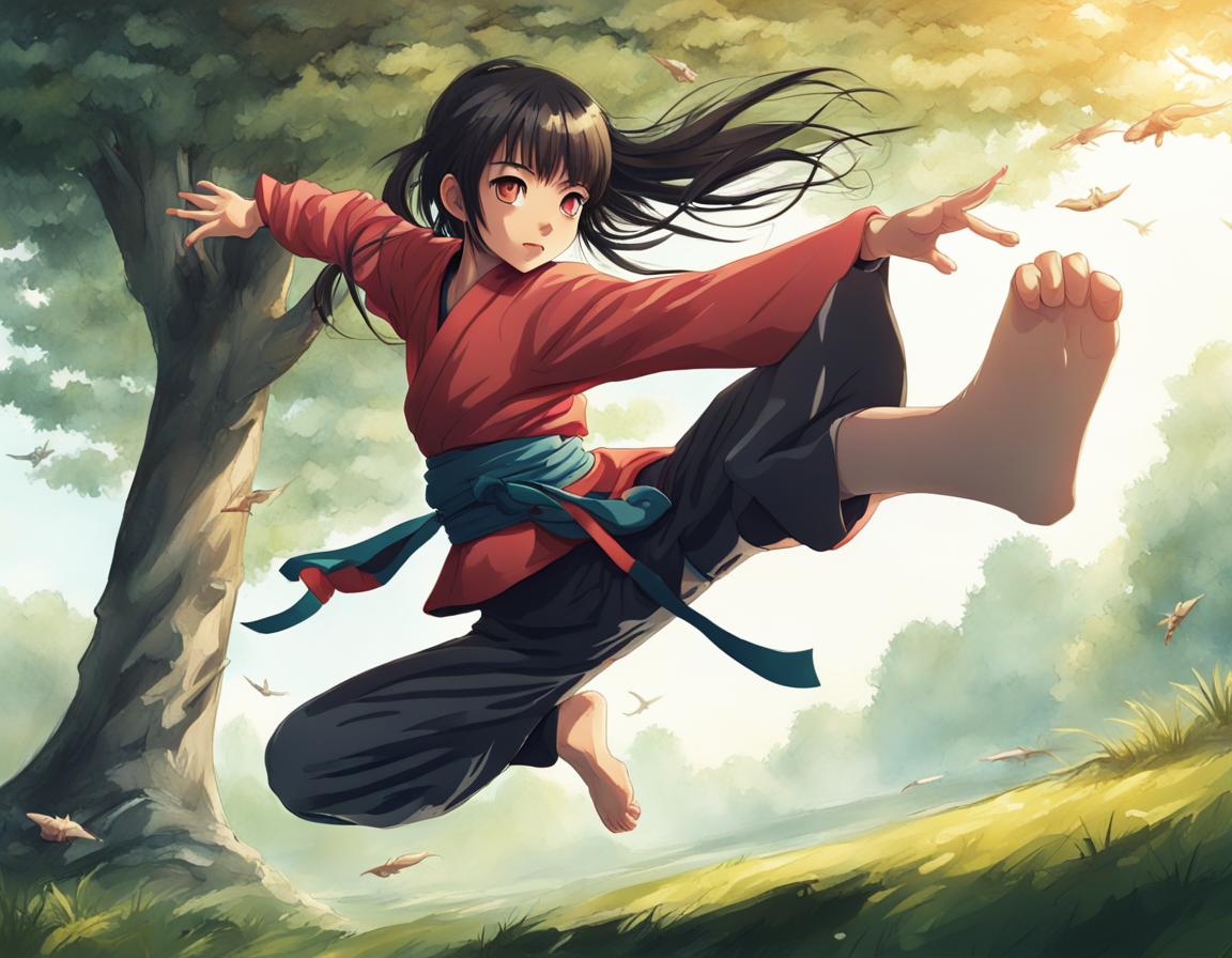 kung fu girl flying kick