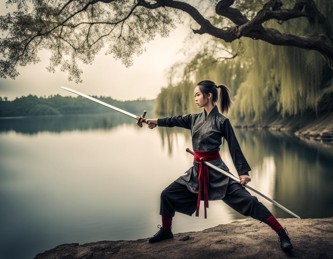 kung fu girl with sword